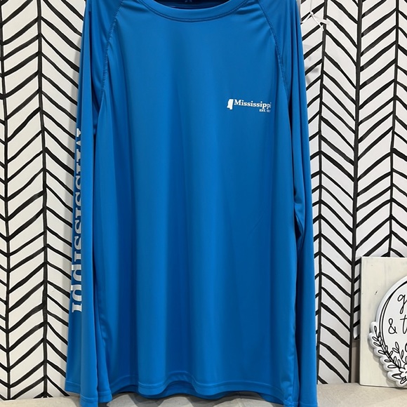 State of Mine Aquamarine Blue Raglan LS Mississippi State Shirt, Size Large - Picture 2 of 12